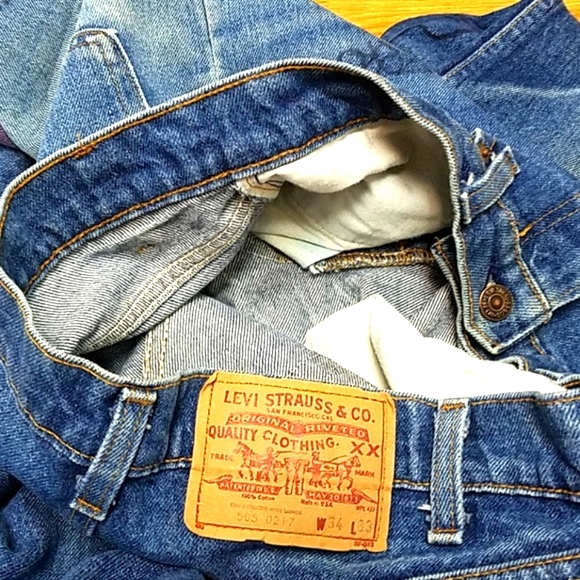 LEVI'S 505 CUSTOM GRAPHIC MENS FADED DISTRESSED JEAN 34x31 - Picture 8 of 8